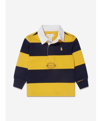 Ralph Lauren Boys Striped Rugby Shirt in Yellow Profitez des Offres !