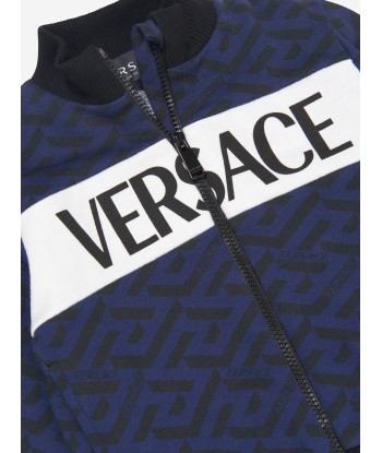 Versace Baby Boys Cotton La Greca Signaure Print Logo Zip Up Top des créatures d'habitude