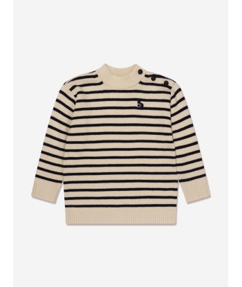 Bonpoint Boys Dantes Knitted Striped Jumper in Ivory la livraison gratuite