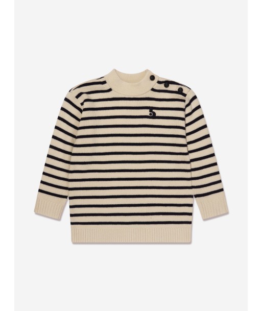 Bonpoint Boys Dantes Knitted Striped Jumper in Ivory la livraison gratuite