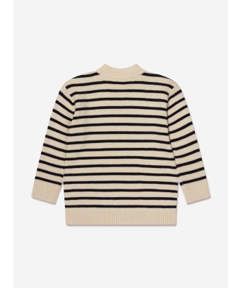 Bonpoint Boys Dantes Knitted Striped Jumper in Ivory la livraison gratuite