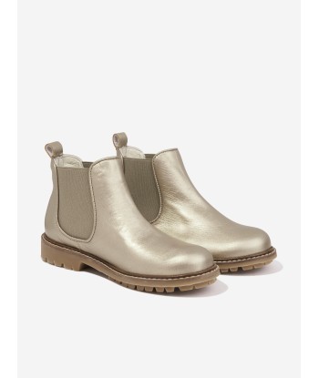 Bonpoint Girls Mathis Leather Boots in Gold Venez acheter