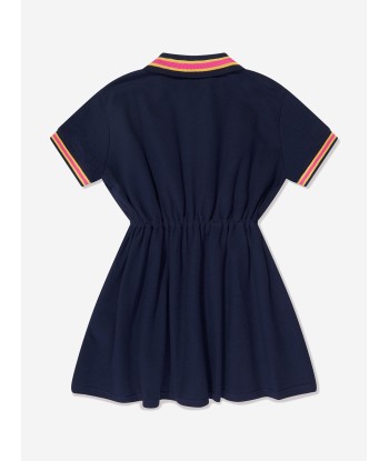 Versace Girls Logo Polo Dress in Navy français