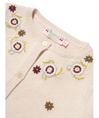 Bonpoint Girls Toesie Wool Cardigan in Ivory en ligne des produits 