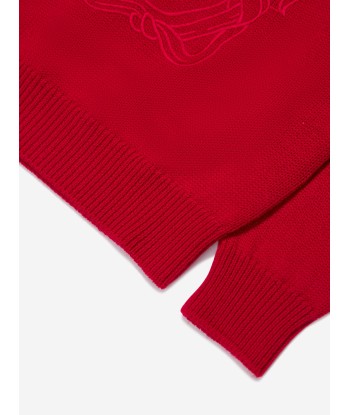 Versace Girls Knitted Medusa Jumper in Red Amélioration de cerveau avec