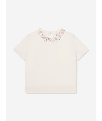 Bonpoint Girls Diaphane Cashmere Top in Ivory 2024