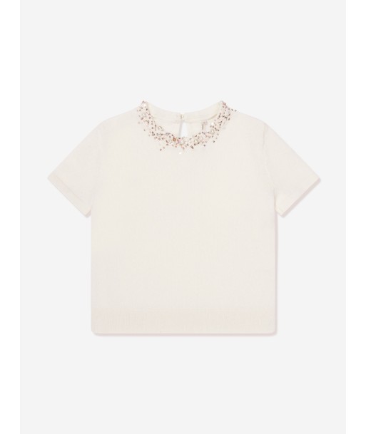 Bonpoint Girls Diaphane Cashmere Top in Ivory 2024