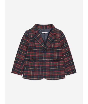 Patachou Boys Tartan Blazer in Navy paiement sécurisé