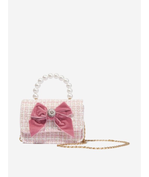 Patachou Girls Tweed Bow Bag in Pink pas cher