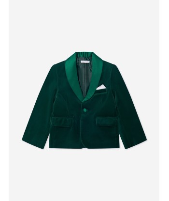 Patachou Boys Velvet Blazer in Green Voir les baskets