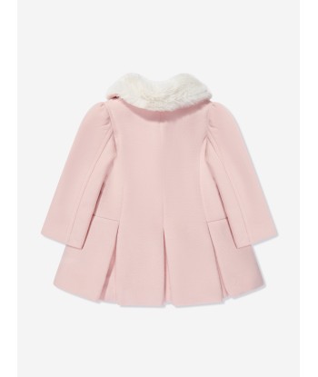 Patachou Baby Girls Faux Fur Collar Coat in Pink outlet