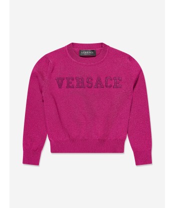 Versace Girls Logo Knitted Sweater in Pink de l' environnement