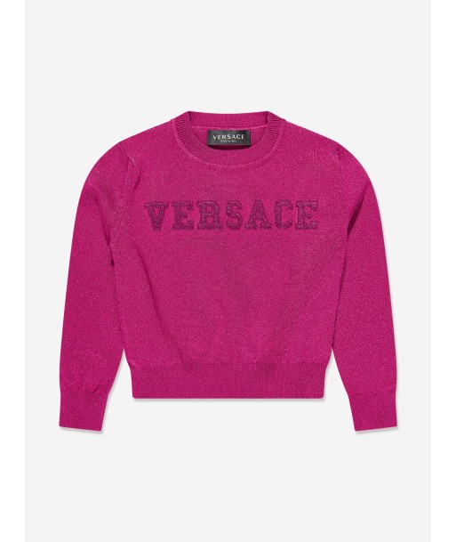 Versace Girls Logo Knitted Sweater in Pink de l' environnement