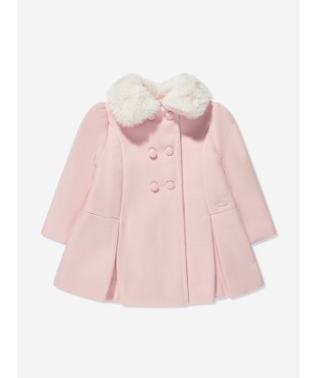 Patachou Baby Girls Faux Fur Collar Coat in Pink outlet