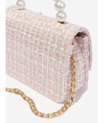 Patachou Girls Tweed Bow Bag in Pink pas cher