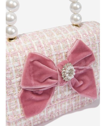 Patachou Girls Tweed Bow Bag in Pink pas cher