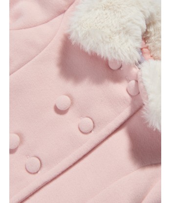 Patachou Baby Girls Faux Fur Collar Coat in Pink outlet