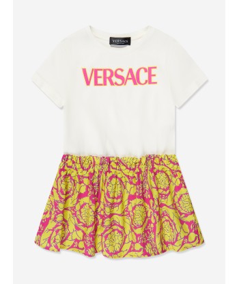 Versace Girls Barocco Logo Dress in White à prix réduit toute l'année