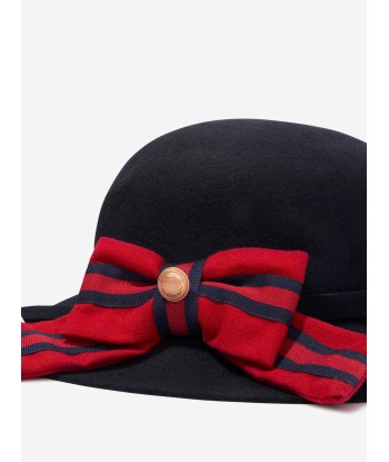 Patachou Girls Wool Bow Hat in Navy les ctes