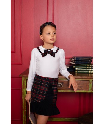 Patachou Girls Tartan Skirt in Navy Comparez et commandez 