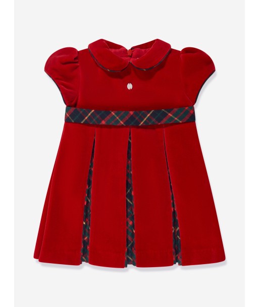 Patachou Baby Girls Velvet Tartan Dress in Red outlet