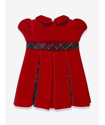 Patachou Baby Girls Velvet Tartan Dress in Red outlet