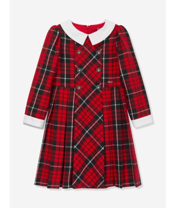 Patachou Girls Tartan Pleated Dress in Red les muscles