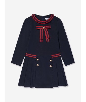 Patachou Girls Jersey Pleated Dress in Navy Amélioration de cerveau avec