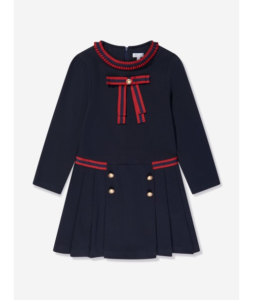 Patachou Girls Jersey Pleated Dress in Navy Amélioration de cerveau avec