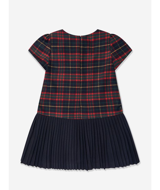 Patachou Girls Tartan Pleated Dress in Navy livraison et retour toujours gratuits