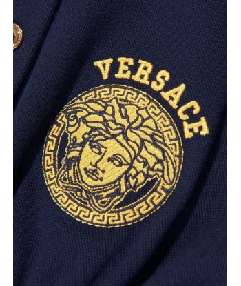 Versace Girls Logo Polo Dress in Navy français