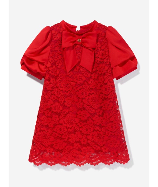 Patachou Girls Satin And Lace Dress in Red offre 