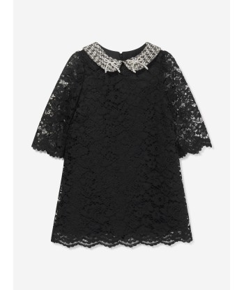 Patachou Girls Lace And tweed Dress in Black En savoir plus