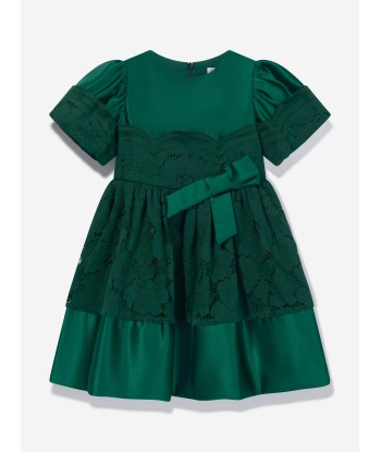 Patachou Girls Satin And Lace Dress in Green sélection de produits