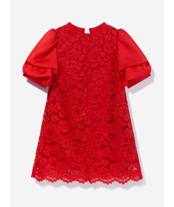 Patachou Girls Satin And Lace Dress in Red offre 