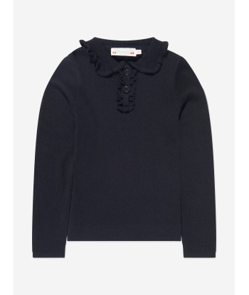 Bonpoint Girls Tiara Wool Polo Jumper in Navy est présent 