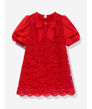 Patachou Girls Satin And Lace Dress in Red offre 