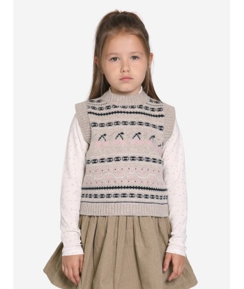 Bonpoint Girls Brianna Wool Vest in Grey solde