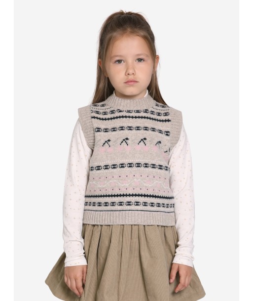 Bonpoint Girls Brianna Wool Vest in Grey solde