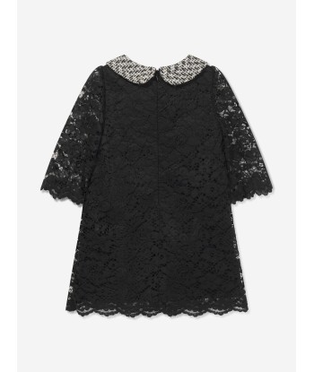 Patachou Girls Lace And tweed Dress in Black En savoir plus