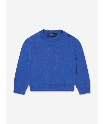 Versace Baby Boys Logo Jumper in Blue Dans la société mordern