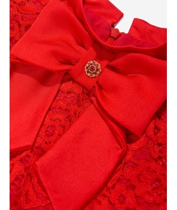 Patachou Girls Satin And Lace Dress in Red offre 