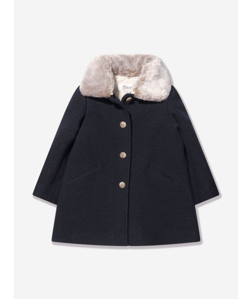 Bonpoint Girls Temaggie Wool Coat in Navy les muscles