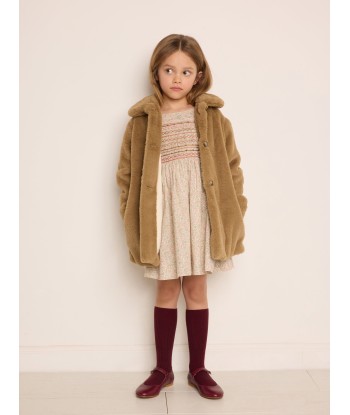 Bonpoint Girls Doogie Faux Fur Jacket in Brown pas cher chine