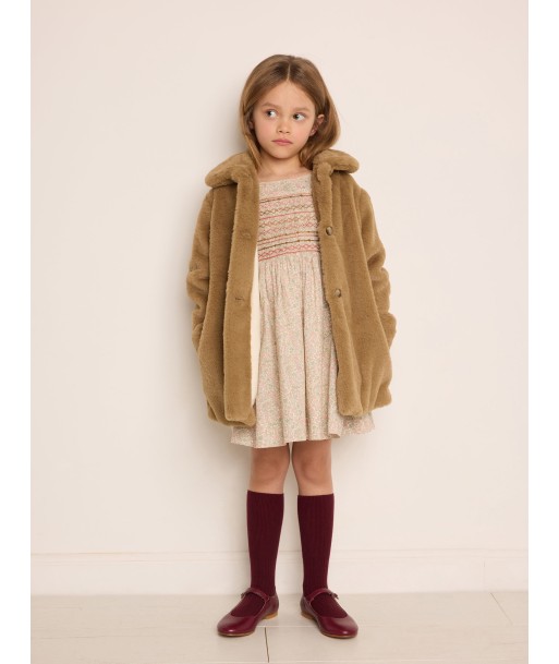 Bonpoint Girls Doogie Faux Fur Jacket in Brown pas cher chine