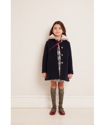 Bonpoint Girls Temaggie Wool Coat in Navy les muscles