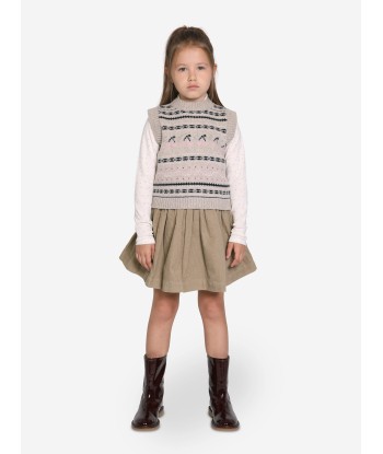 Bonpoint Girls Brianna Wool Vest in Grey solde