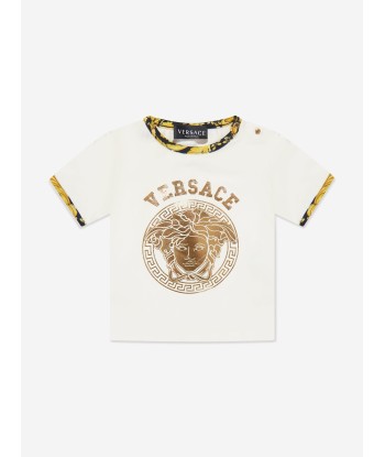 Versace Baby Barocco Logo T-Shirt in White prix