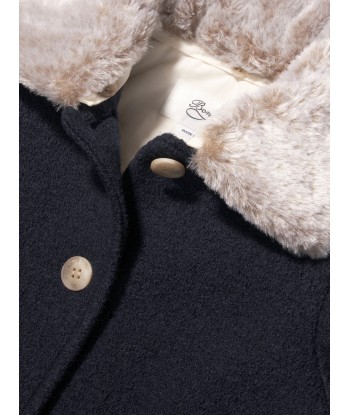 Bonpoint Girls Temaggie Wool Coat in Navy les muscles