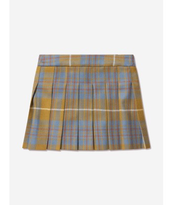 Bonpoint Girls Talissa Wool Tartan Skirt in Blue Livraison rapide